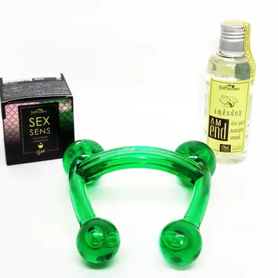 Kit de Massagem (Óleo + Massageador de Acrílico + Vela de Massagem)