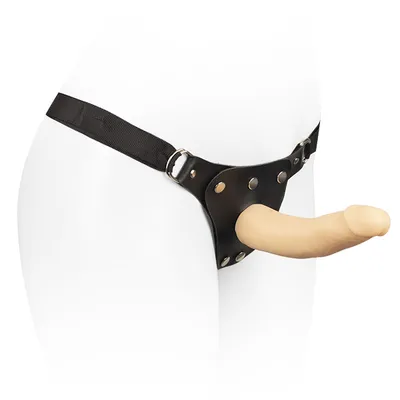 Prótese de Pênis Realístico com Cinto de Couro 18,5x4,5cm Strap-On