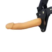 Prótese de Pênis Realístico com Cinto de Couro 18,5x4,5cm Strap-On - imagem 1