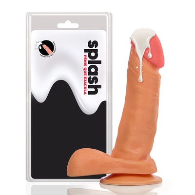 Prótese de Pênis que Ejacula com Escroto e Ventosa Splash 16,5X4cm