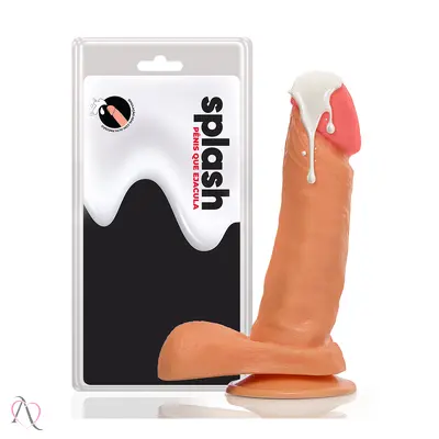 Prótese de Pênis que Ejacula com Escroto e Ventosa Splash 16,5X4cm