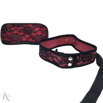 Kit Bondage Coleira e Venda Para Fetiche BDSM, Dominação e Submissão