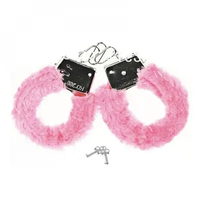 Algema De Metal Regulável Com Pelucia Rosa