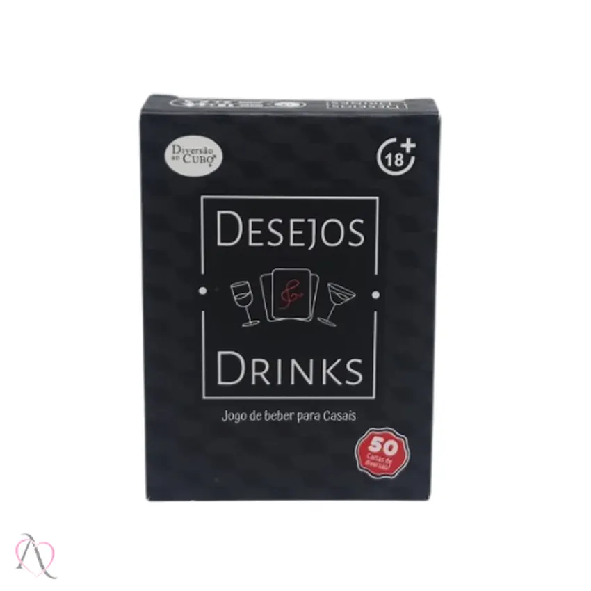 Baralho Jogo Erótico para Casais Desejos e Drinks Diversão ao Cubo com 50 cartas