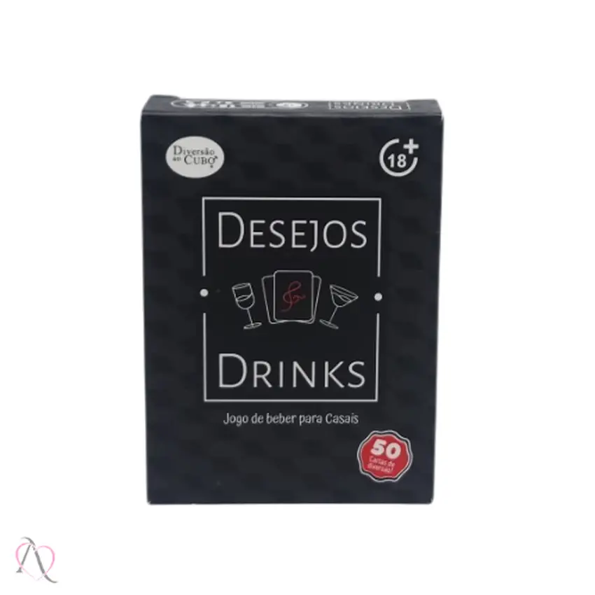 Baralho Jogo Erótico para Casais Desejos e Drinks Diversão ao Cubo com 50 cartas