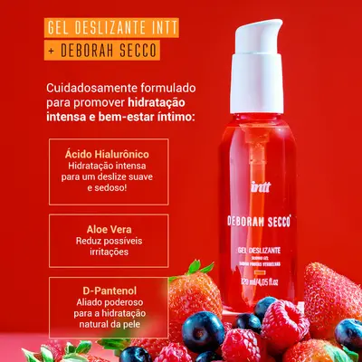 Lubrificante Deslizante Beijável Sabor Frutas Vermelhas Deborah Secco Intt 120ml