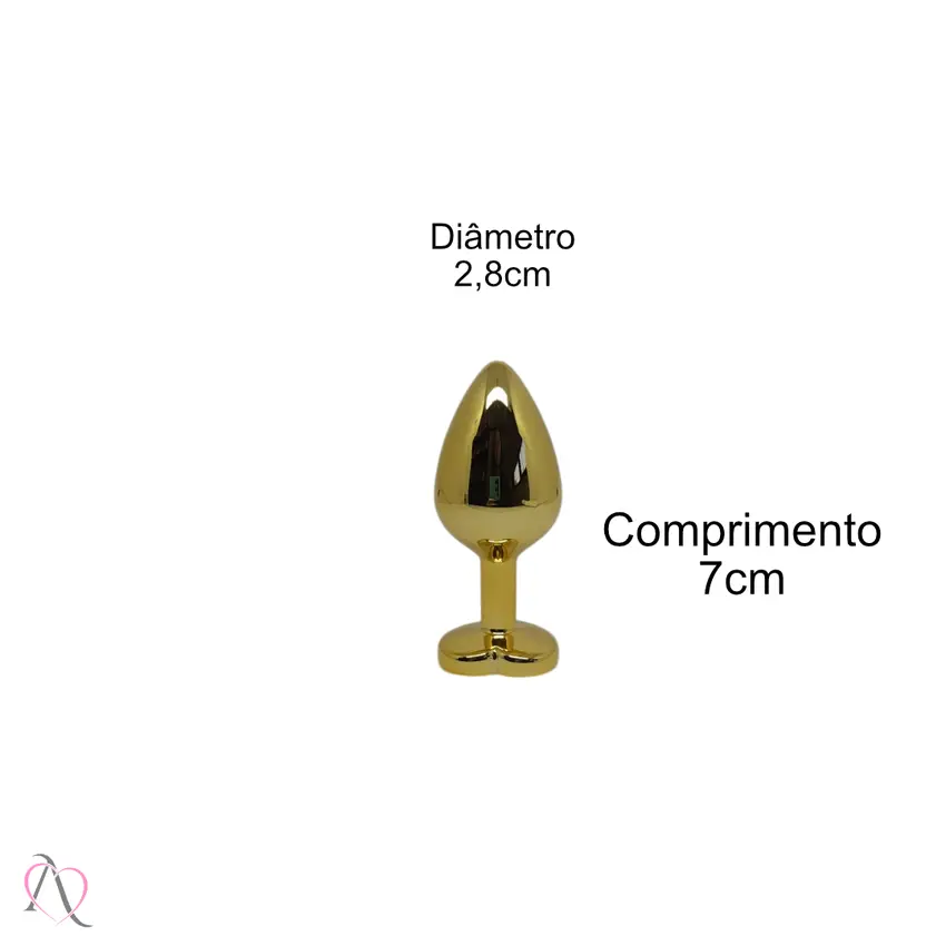 Plug Anal de Coração Dourado Tamanho Pequeno cor Roxo