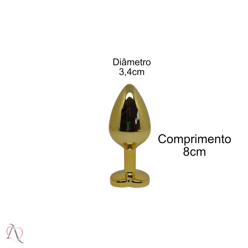 Plug Anal de Coração Dourado Tamanho Médio cor Rosa