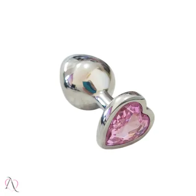 Plug Anal M de Coração cor Rosa Tamanho M 8x3,4cm