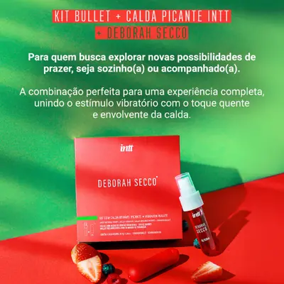 Kit do Prazer com Calda Picante Beijável e Vibrador Bullet 10 Modos de Vibração - Deborah Secco e Intt