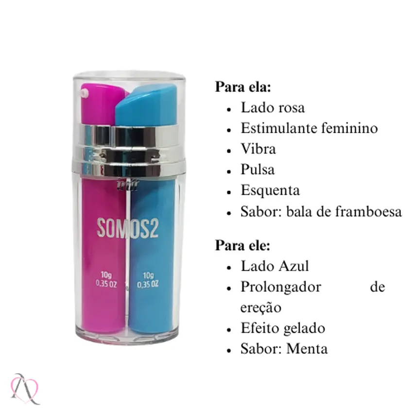 Kit Casal Dia Dos Namorados 1 Vibrador de Casal e 1 Somos2 Excitante e Prolongador