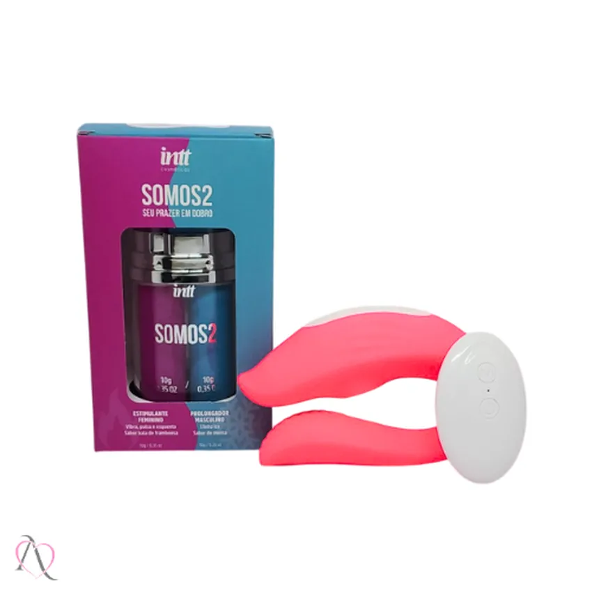 Kit Casal Dia Dos Namorados 1 Vibrador de Casal e 1 Somos2 Excitante e Prolongador