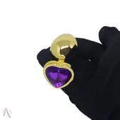 Plug Anal Tamanho Médio Coração Dourado cor Roxo - imagem 2