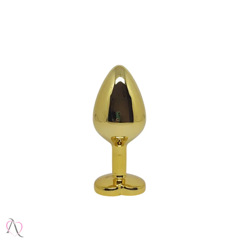 Plug Anal Tamanho Médio Coração Dourado cor Roxo