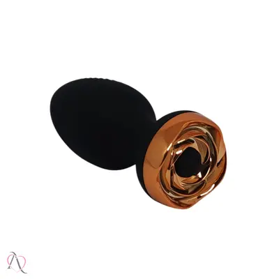 Plug Anal Vibrador com Controle em Formato de Flor Cor Preto