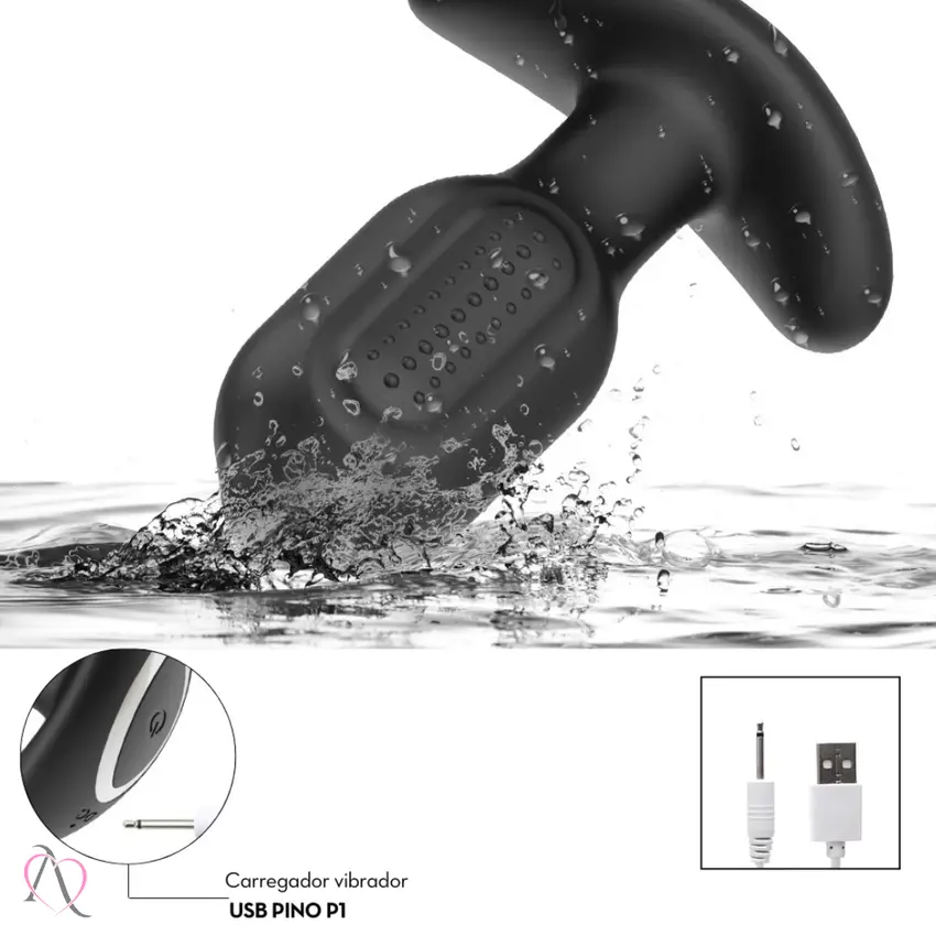 Plug Anal Vibrador com Rotação 360° Preto