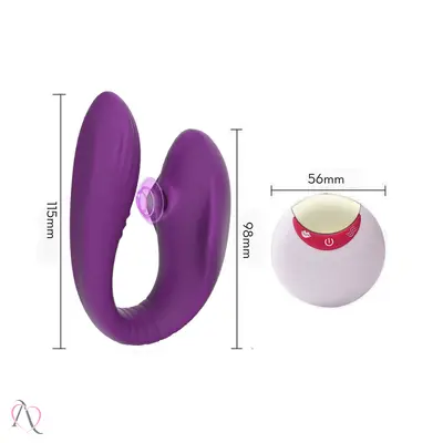 Vibrador de Casal com Estimulador de Clitóris e Controle Remoto cor Roxo