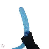 Pênis duplo em Silicone Azul com Esferas - imagem 5