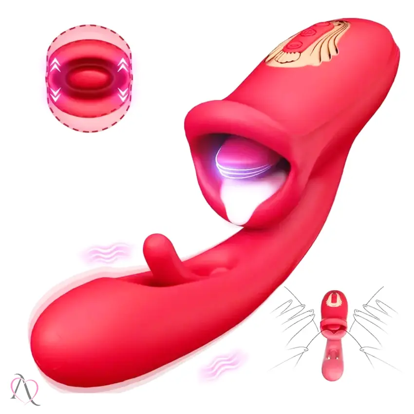 Vibrador 3 em 1 Grande Com Estimulador de Ponto G e Simula Sexo Oral Kiss Vibrator