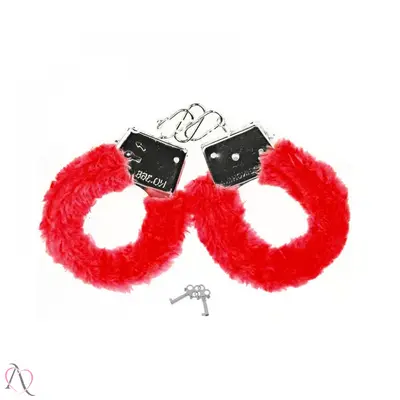 Algema de Metal Com Pelúcia Vermelha