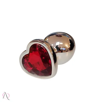 Plug Anal Grande cor Vermelho em Formato de Coração 9x4cm - Tamanho G