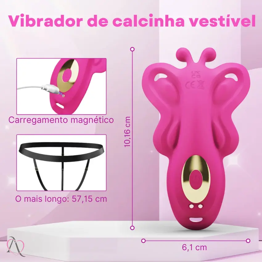 Vibrador de Calcinha por App com Cinta Ajustável 9 Modos de Vibração