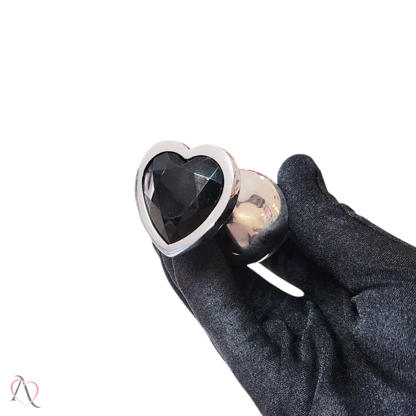Plug Anal M Preto em Formato de Coração