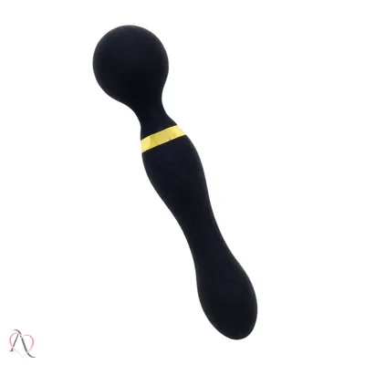Vibrador Varinha Mágica Dupla Estimulação Preto 20 Modos de Vibração