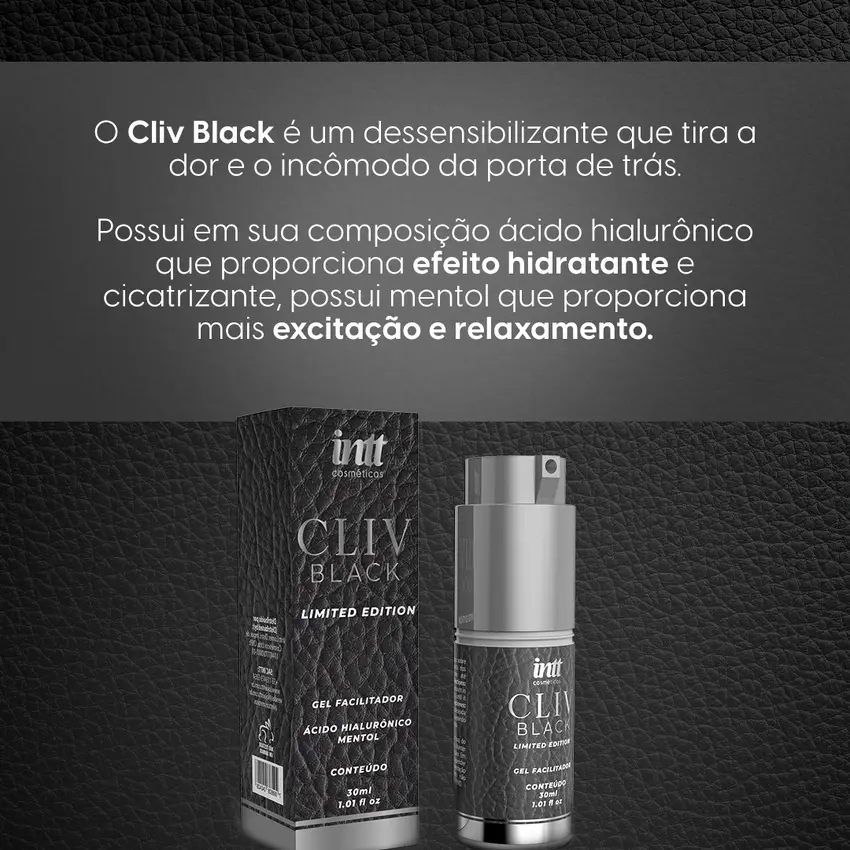 Cliv Black Intt Dessensibilizante Anal Sexo Anal Sem Dor possui Acido Hialurônico 17g