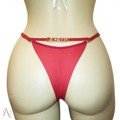 Calcinha Personalizável Vermelha com Até 10 Letras Fio Duplo - Tallyta Moda Apimentada