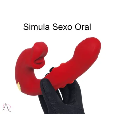 Vibrador de Ponto G com Bolinhas e com Movimento de Boca Vermelho Linguinha
