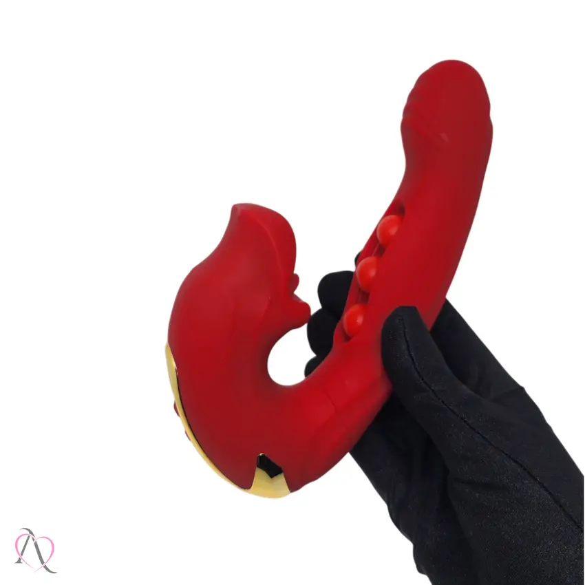 Vibrador de Ponto G com Bolinhas e com Movimento de Boca Vermelho