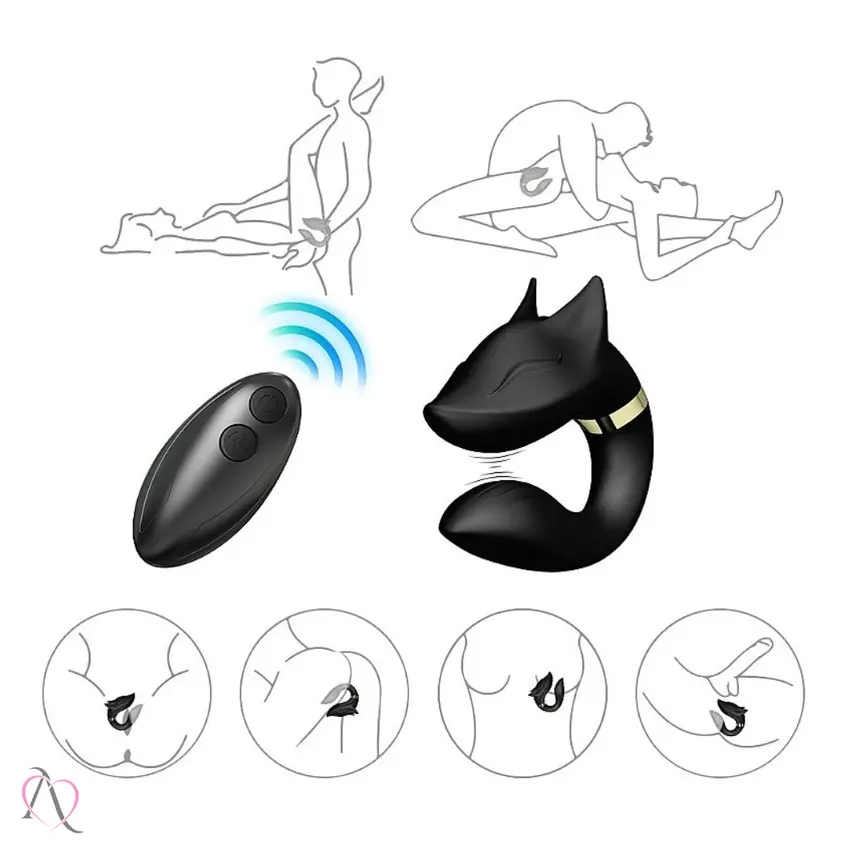Vibrador de Casal Lobo com Controle Remoto 9 Modos de Vibração Cor: Preto