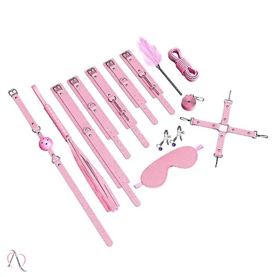 Kit Sado Erótico 10 Itens para BDSM Cor: Rosa