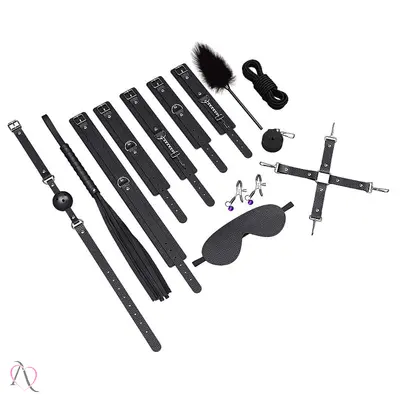 Kit Sado Erótico 10 Itens para BDSM Cor: Preto