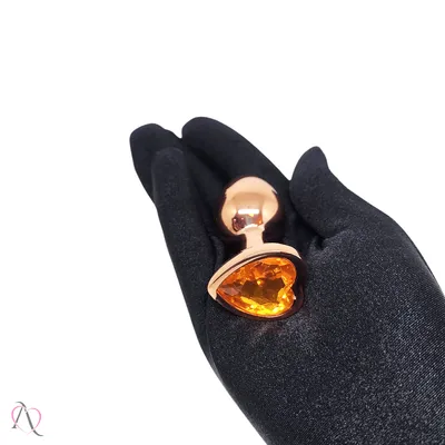 Plug Anal Pequeno Rose Formato de Coração Laranja 7x2,8cm