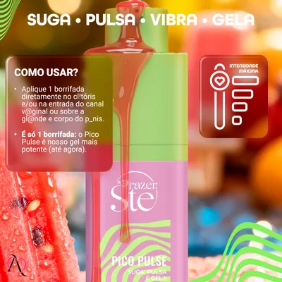Excitante Pico Pulse Suga, Pulsa, Vibra e Esfria sabor Picolé de Melancia 16g