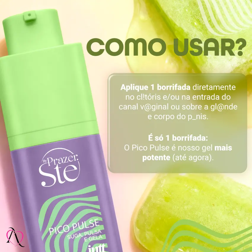 Excitante Pico Pulse Suga, Pulsa, Vibra e Esfria sabor Picolé de Uva Verde