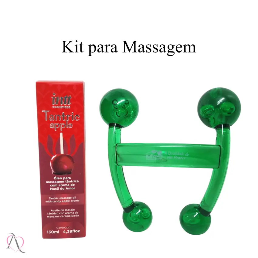 Kit Massagem do Amor - 1 Óleo Maçã do Amor e 1 Massageador em Acrílico