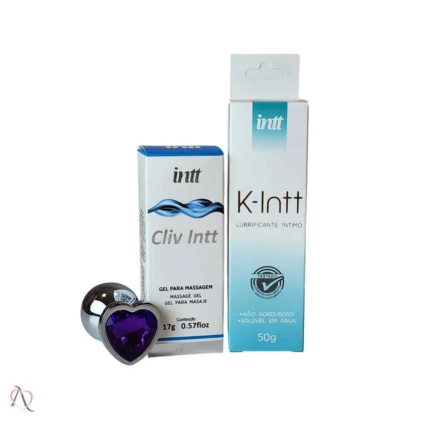 Kit Anal Sem Dor Com Plug - 1 Dessensibilizante Cliv Intt, 1 Lubrificante K-intt e 1 Plug Anal M