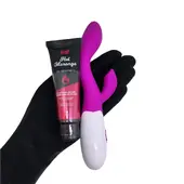 Kit Casal Iniciante - 1 Vibrador Penetrável Brighty à pilha e 1 Lubrificante Beijável Sabor Morango que Esquenta 50g - imagem 1
