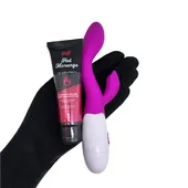 Kit Casal Iniciante - 1 Vibrador Penetrável Brighty à pilha e 1 Lubrificante Beijável Sabor Morango que Esquenta 50g - imagem 2