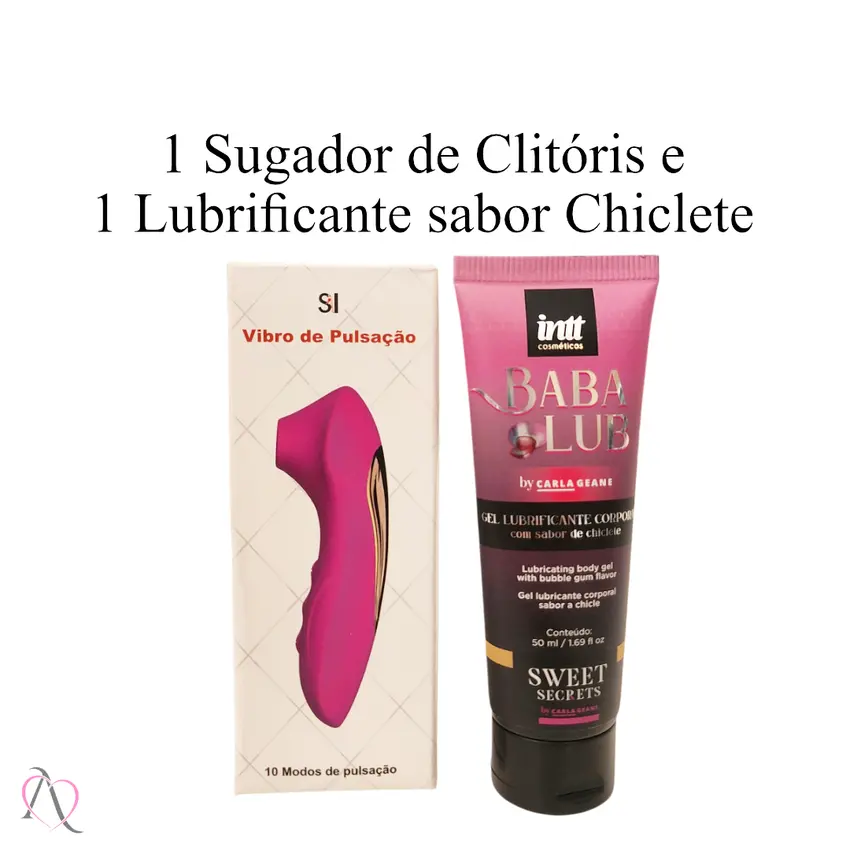 Kit Mulher Iniciante - 1 Sugador de Clitóris e 1 Lubrificante Beijável Sabor Chiclete