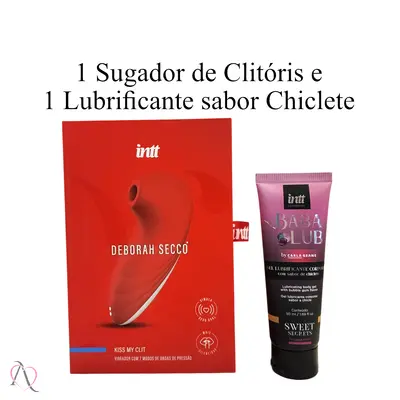 Kit Ela no Comando 2 - 1 Sugador de Clitóris Deborah Secco e 1 Lubrificante Babalub Sabor Chiclete
