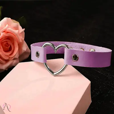 Gargantilha Choker Coração cor Lilás