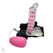 Prótese de Pênis Transparente com Vértebra e Cinto de Couro 20x5cm Utiliza 3 pilhas AAA - imagem 1