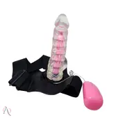 Prótese de Pênis Transparente com Vértebra e Cinto de Couro 20x5cm Utiliza 3 pilhas AAA - imagem 2