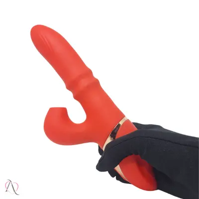 Vibrador Penetrável Sobe E Desce Com Pulsador De Clitóris 3 modos de vibração
