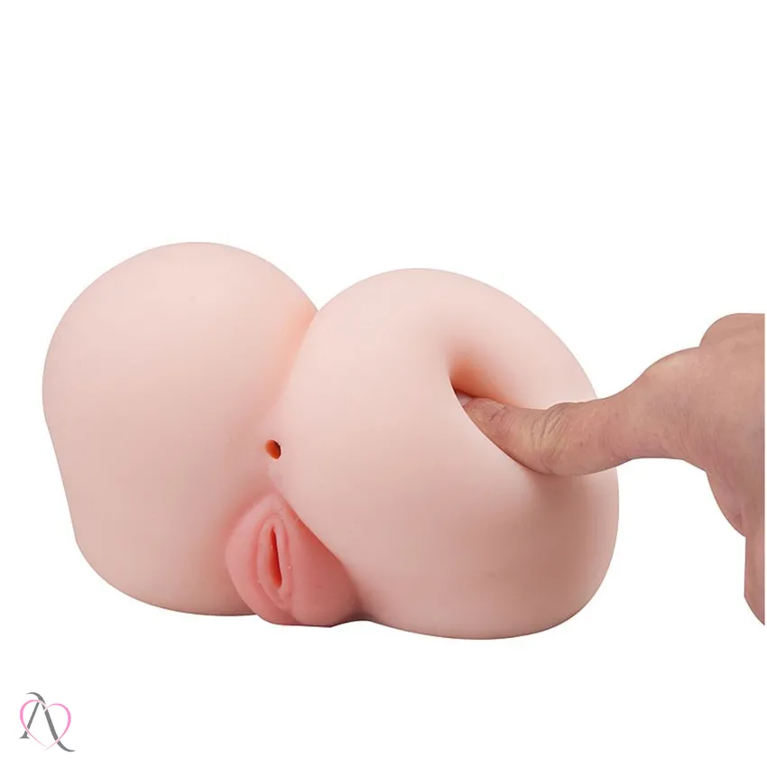 Masturbador Masculino em Formato Bunda com Vagina e Ânus Cyberskin Cor Bege