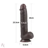 Prótese de Pênis 24,5x4,5cm Dupla Camada com Ventosa Removível Cor Marrom - imagem 2